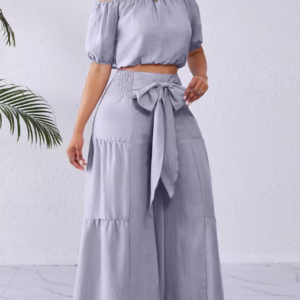 women's casual vacation strappy top and wide leg pants set