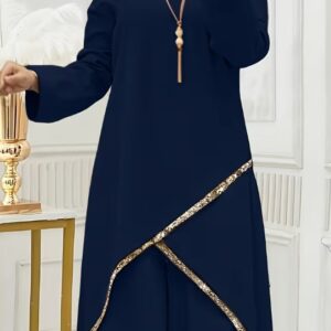 a modest long sleeve casual outfit in solid colors with arabic style