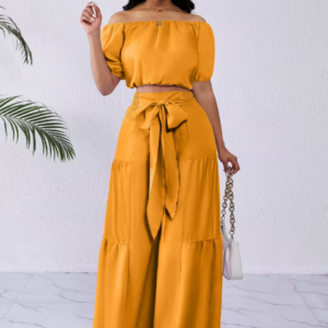 women's casual vacation strappy top and wide leg pants set