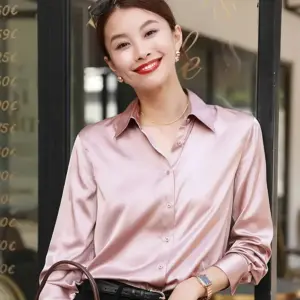 vintage white silk satin button down shirt long