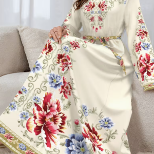 vintage floral print long sleeve dress with a stand collar, featuring a waist cinching tie