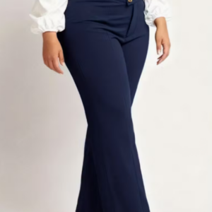 women's elegant solid color wide leg trousers with full length zipper