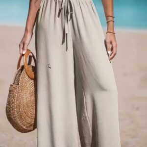 3pcs set of relaxed fit women's stylish pants featuring faux drawstrings