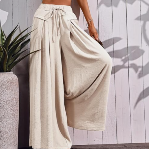 flowy wide leg pants for women dressy summer casual elastic waist lounge long trousers